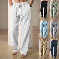 Men's Clothing Spring And Summer Wide Leg Pants Thin Breathable Cotton And Linen Loose Casual Sports Trousers Sweatpants
