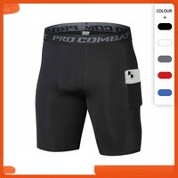 Clothing Fitness Shorts Pockets Sports Running Track Pants Elastic Quick Drying Tight Compression Shorts