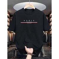 100% Pure Cotton Summer Fashion Short Sleeved Paris Letter Printed Casual Slim Fit Versatile Top