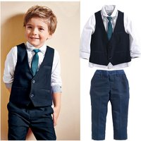 Baby Clothing Boy and gentleman suit shirt + tie + vest + trousers 4-piece set