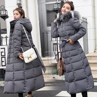 Women's Clothing Korean Style Slim Fit Oversized Long Padded Coat With Detachable Fur Hood - Winter Warm Fashion Outerwear For Women