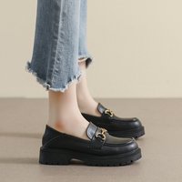 Platform Loafers Small Height Increase Retro British Style Small Leather Shoes