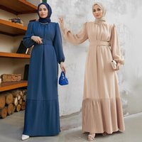 Clothing A1457 Elegant Beaded Pleated Dress Middle Eastern Muslim Long Dress