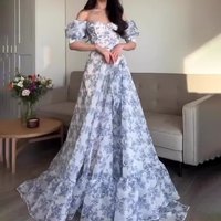 one shoulder dress slim fit light luxury sexy puff sleeve dress