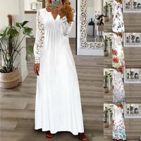 Dress Fashion Print Lace Long Sleeve Dress