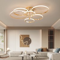 Modern LED Chandelier For Living Bedroom,Round Dimmable Lamp,Gold/Chrome/Black Bedroom Ceiling Light Fixture