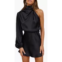 Clothing One Shoulder Long Sleeve Mini Dress Silk Long Sleeve Round Neck Cocktail Short Dress