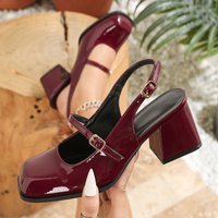 Patent leather Mary Jane bun back empty sandals for women