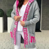 Clothing Hooded Letter Sweater Sweater Knitted Jacket
