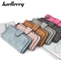 Baellerry Multi-card Frosted Two-color Fabric Tri-fold Commuter Hundred Ladies Long Wallet Vertical Clutch Bag
