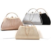 Women's With Diamonds Evening Wedding Clutch Bag Foldable Metal Handbag