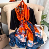 Spring Summer Product Imitation Silk Printing Silk Forged Scarf Long Sunscreen Shawl Extra Large
