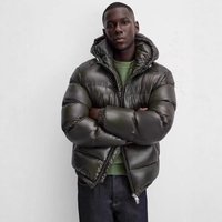 Premium Men's Winter Padded Coat - Slim Fit Zip-Up Hooded Jacket With Thermal Insulation, Solid Color Outerwear For Urban Commuting