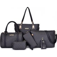 Women's Handbag Set Large Capacity Tote & Shoulder Bag Stylish Print Matching Mother-Daughter Multi-Compartment PU Leather