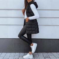 Hooded Vest Sleeveless Longline Jacket Casual Streetwear Outerwear Coat