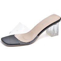2022 Spring/Summer New Beach Vacation Thick Heel Transparent Sandals for Women's Fairy Wind Cooling Slippers with High