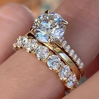 Elegant Cubic Zirconia Ring Set For Women - Gold & Silver Plated Geometric Wedding Party Stackable Rings (Sizes 5-12)