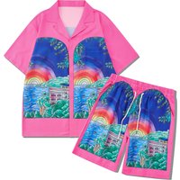 High Street Flower Shirt Suit Retro Shirt Cross Border Casual Shorts Men