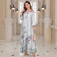 Women's Clothing Muslim Robe Printed Beaded Diamond Long Skirt Dress