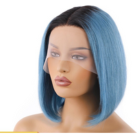 lace wigs human hair bob/1b-Blue