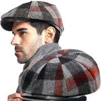 Hot Sale 2024 Spring Autumn Winter Newsboy Caps Plaid Pattern Wool Beret Dad Felt Ivy Cap Man Big