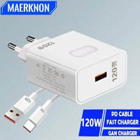 120W GaN USB Charger Quick Charger 3.0 Fast Charging Type C Cable Mobile Phone Charger Adapter Xiaomi Samsung IPhone Charger