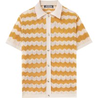 Cross-Border Clothing European And American Men's Striped Hollow Knitwear Fashion Casual Short Sleeve Cardigan Polo