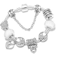 Hot Selling Sier Four leaf Clover Charm Pan Family Beaded DIY Bracelet
