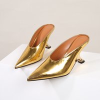 Women's shiny patent leather women's shoes new high heeled wedge slippers fashionable one piece delivery