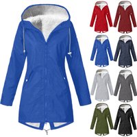 Mid length Cotton padded Jacket Coat Fleece added Cotton padded Jacket Rushwork Three one Outdoor Clothing Rain proof Hooded Mountaineering Su