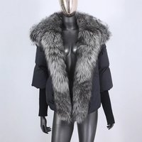 Clothing Jacket Fox Fur Collar Hos High End Atmosphere Warm Loose Slim Hot Styleoded Ribbed Sleeve