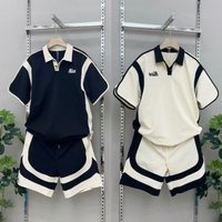 Men's Clothing Stylish Casual Shorts & T-Shirt 2-Piece Set - Trendy Color Blocking & Embroidery Design - Breathable Polyester - S/M/L/XL/2XL/3XL/4XL
