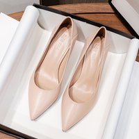 Shoes Pointed Toe Chunky Heel Pumps Soft Leather Slip On Dress Shoes Work & Daily Wear