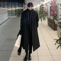 Pulse Korean Version Versatile Mid-Length Trench Coat For Men, Autumn And Winter Over-the-Knee British Style Wool Coat, Loose