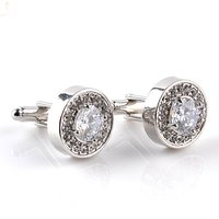 Zhuoxinder Fashion Shiny Rhinestone Men’s Cuff Links Wedding Party Shirt Round Cufflinks-Purple