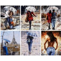 PhotoCustom Oil Painting Numbers Handpainted Decorative paintings Scenery Couple Umbrella Paint Painting Home Decor