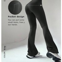 Side Pocket Peach Fitness Long Wide Leg High Waist Hip Lift Slimming Yoga Spring Summer Slightly Flared Pants