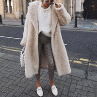 Fleece Coat Winter Warm Teddy Jacket Soft Plush Outerwear Casual Elegant Long Sleeve Stand Collar Pure Fashion Coat