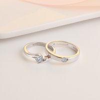 Jewelry Korean Style Open Heart Wedding Men And Women Tender Diamond Plated Couple Rings