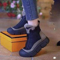 Front Zipper Thick Sole Martin 2024 Winter Snow Cotton Fleece Lining Warm Short Boots Versatile