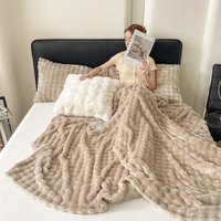 Plush Bubble Rabbit Fleece Blanket Ultra Soft Thick Milk Velvet Nap Office Home Use