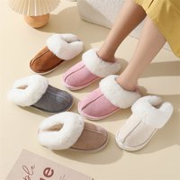 Winter suede fur mouth cotton slippers home indoor thick sole anti slip protection Slipper warmer