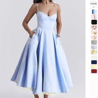 Summer European American High End Princess Dress French Mesh Swing Double Layer Suspender Dress