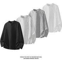 American Casual Style Raglan Sleeve Round Neck Sweatshirt Loose Fit Long Sleeve Top Suitable Spring Autumn