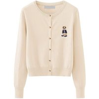Clothing knitted cardigan bear embroidery slim versatile long sleeved top