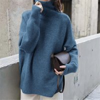 Solid Turtleneck Sweater Basic Knitwear