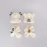 Kids'hats Baby scarf and hat set two-piece autumn and winter cute furry hat windproof warm bib ear protective cold hat