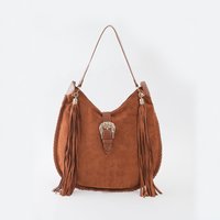 Retro Woven Suede Shoulder Bag Tassels Autumn Winter Millennial Style Tote Bag