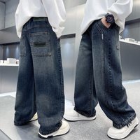 Boys' Stylish Trendy Jeans Loose Fit Toddler Clothing Spring Autumn New Style Middle And Large Children's Trousers