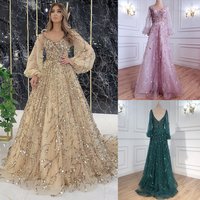 Clothing Golden Heavy Beading Luxury Evening Dress Sexy Celebrity Aura Queen Long Dress SC7109
